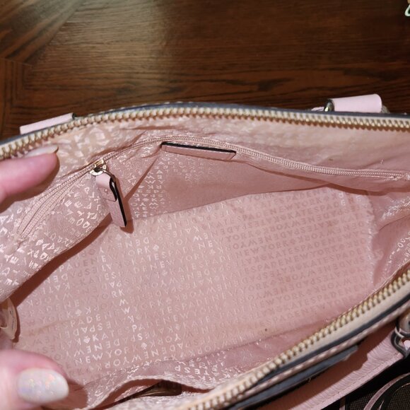 Kate Spade Pink Leather Top Handle Handbag with shoulder strap, matching wallet. - Picture 8 of 10